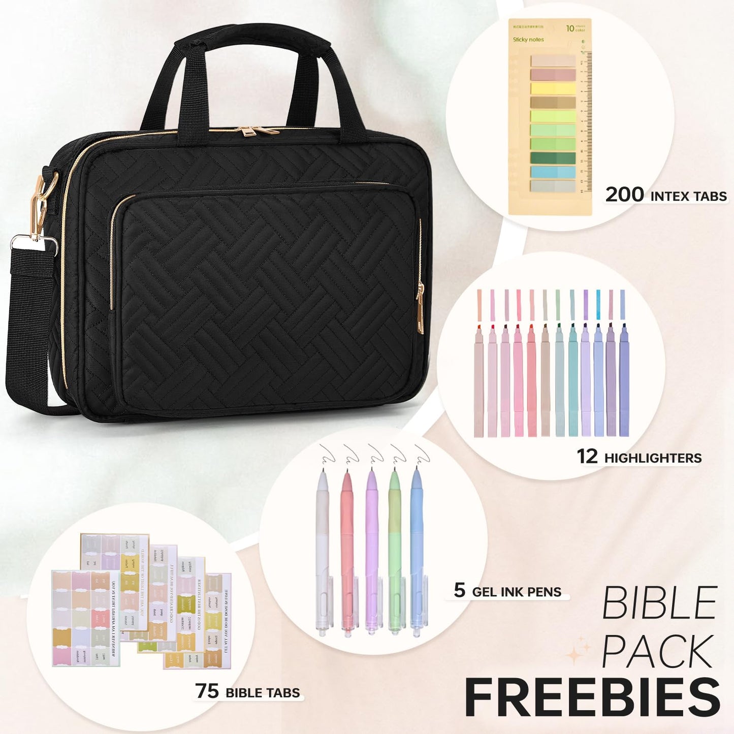 Bible Cover Case for Women Bible Study Supplies Christian Gifts for Women Church Camp Essentials Christian Bible Journaling Kit Quilted Large Bible Cover
