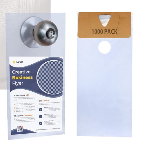 Skywin-1000 Plastic Door Hanger Bags 6.5" x 14.5" - 1.0 mil Clear Door Hanger Bags, Door Knob Hangers for Outdoor Protects Flyers, Brochures, Notices, Printed Materials - Waterproof and Secure (1000)