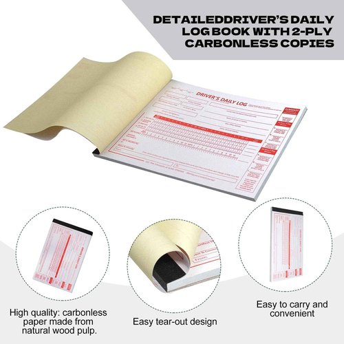 24 Pack Driver Daily Log Book 8.5" x 5.5" Driver's Log Book with Detailed Driver Vehicle Inspection Report & Simplified Recap 2 Ply with Carbon Driver's Daily Log Book for Truck Drivers