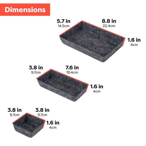 Rajas Goods Drawer Organizer Compatible with Ikea Alex Drawer Unit, 10-Piece Modular Felt Tray Organizer Set, Perfect Fit (Dark)