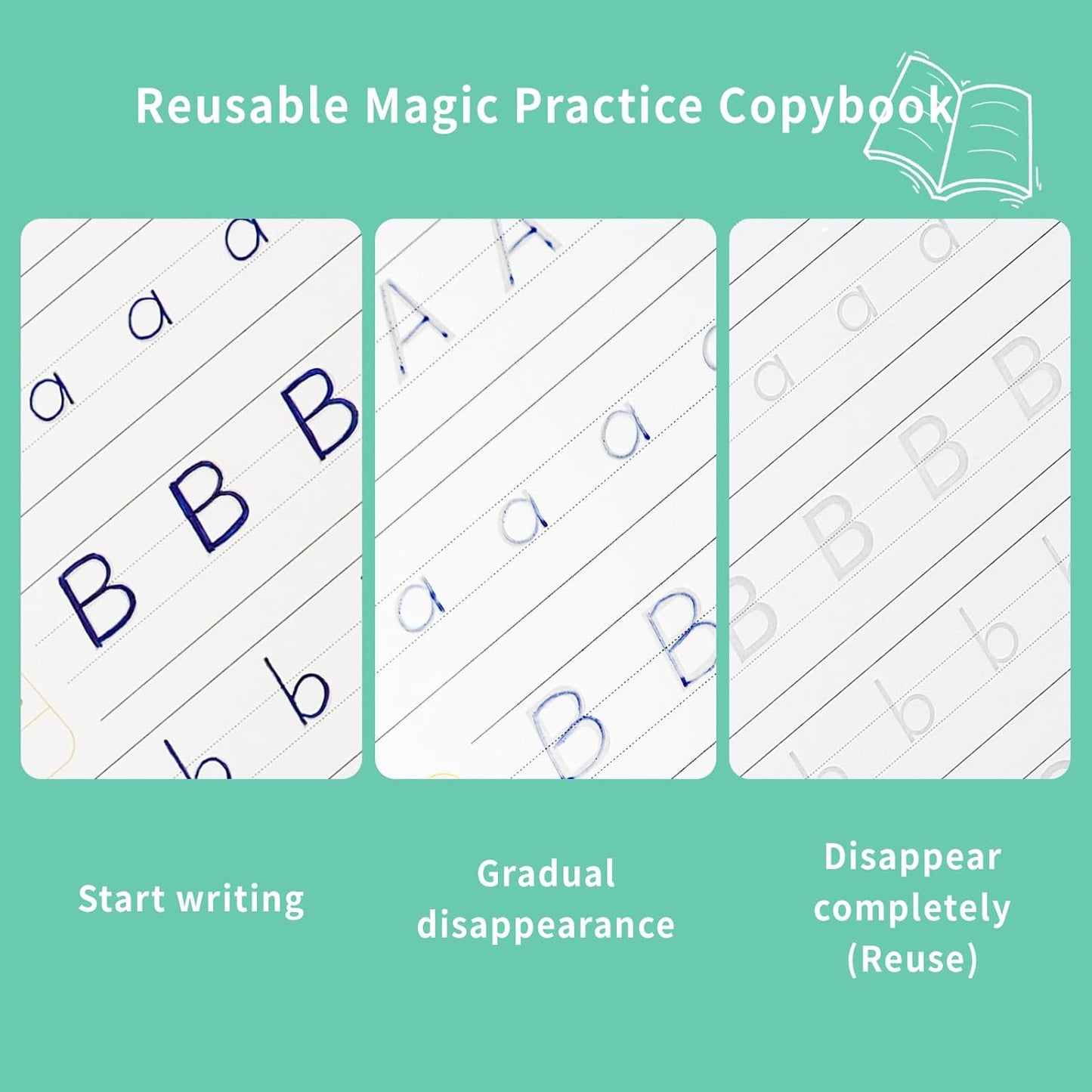 Skiennix Handwriting Practice Kit - Grooved Reusable Copybooks for Kids | Ideal for Preschool & Kindergarten
