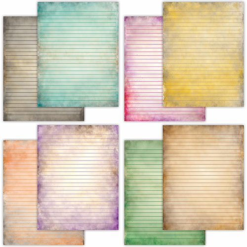 PARTH IMPEX 56 Sheets Vintage Lined Writing Paper 8.5x11 - Letter Size Ruled Stationery Rustic Old Looking Letterhead Printer Paper - 120gsm Thick Uncoated Decorative Colored Antique Aged Design