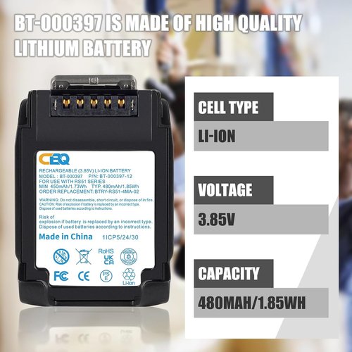 CBQ 25-Pack Zebra RS5100 Scanner Battery | Compatible with RS51, RS61, BT-000397, BT-000398