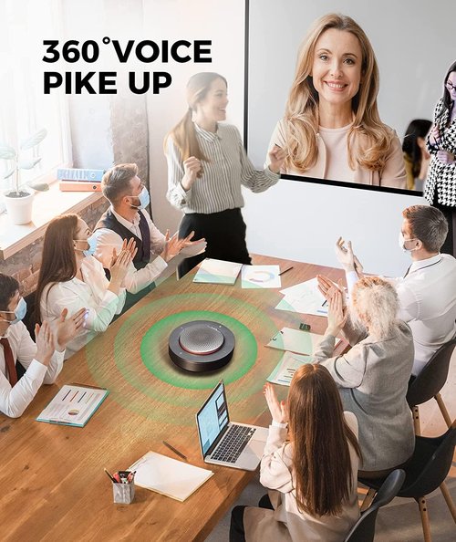 WYRESTORM Halo 30 USB Conference Speakerphone, 4 Noise-canceling Mics, Enhanced 360° Voice Pickup, AGC Voice Balance, Full-Duplex, Idea for Home Office