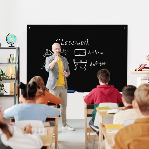 WALGLASS Black Dry Erase Board 24"x18" Magnetic Glass Board, Framless Black Glass Whiteboard for Walls, Bulletin Board for Office, School, Includes 6 Strong Magnets, 1 Pen Tray