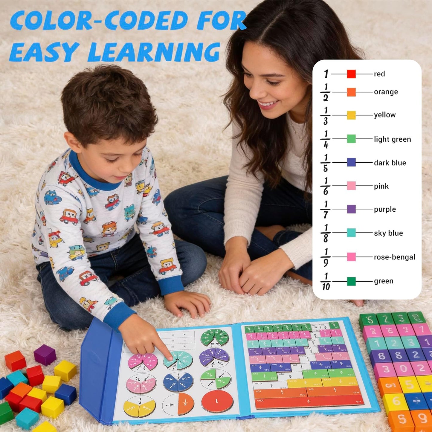 Skiennix Magnetic Fraction Educational Puzzle - Interactive Math Learning Kit for Kids, Includes Tiles & Circles