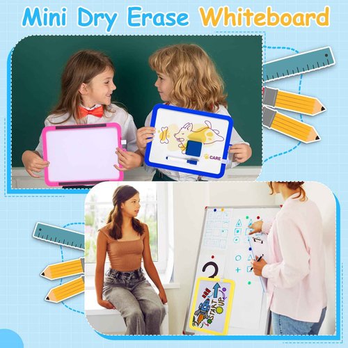 Lincia 36 Pcs Mini Magnetic Dry Erase Whiteboard Kit Include 12 Magnetic Whiteboard 8.5'' x 11'' with 12 Markers and 12 Erasers Small White Board for Christmas Operation Back to School(Bright Colors)