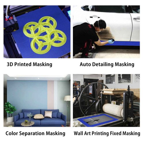BOMEI PACK Wide Blue Painters Tape 12 Inches x 40 Yards, 3D Tape, 3D Printing Tape for Laser Cutting, 21-Day Clean Removal Wide 12'' Masking Tape