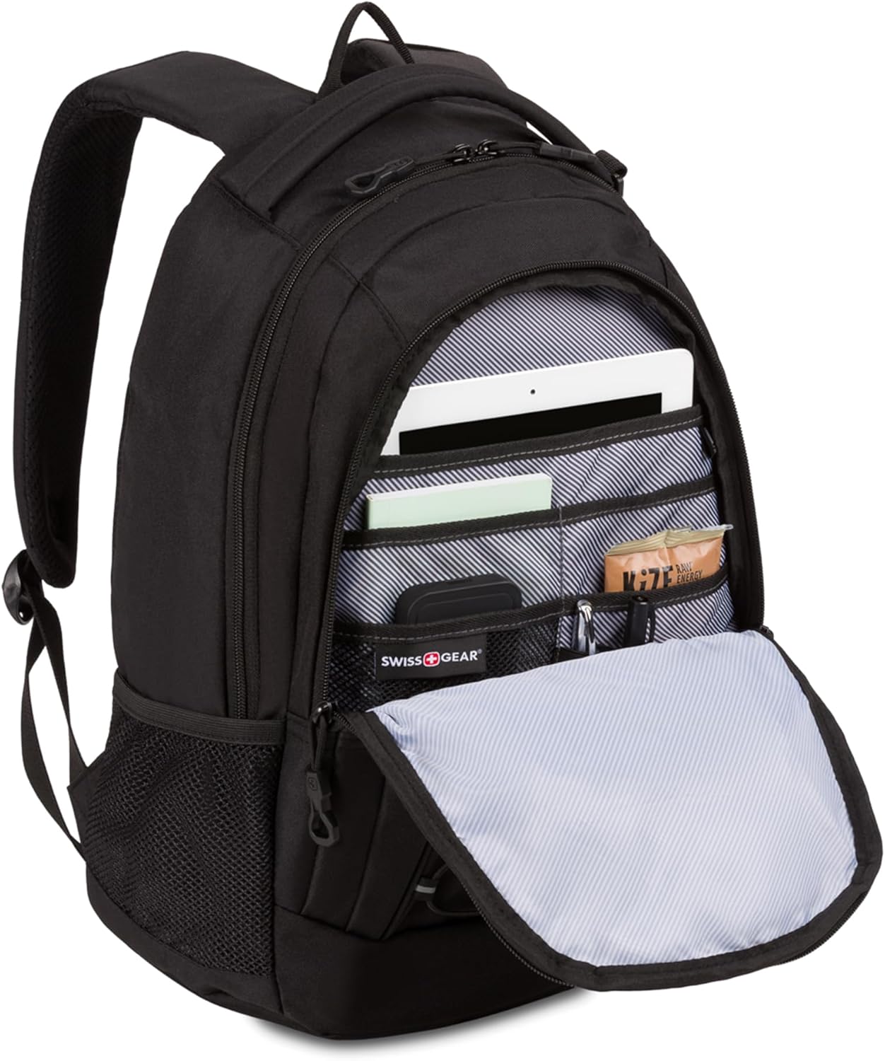 SwissGear 1186 Special Edition 13” Laptop Backpack - Compact Black Tech Bag with Reflective Accents & Organizer Pockets