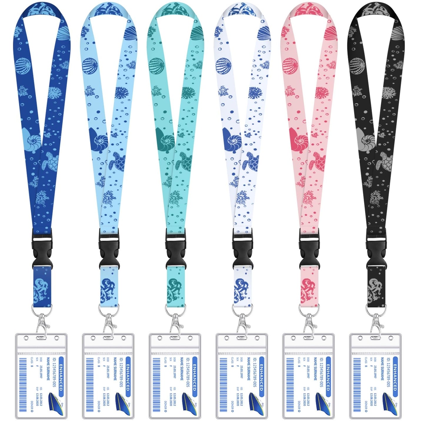 HONSIO 6 Pack Cruise Lanyard for Ship Cards Detachable Lanyards with Waterproof ID Badge Holders, Ocean Creature 2026 Cruise Essentials Accessories