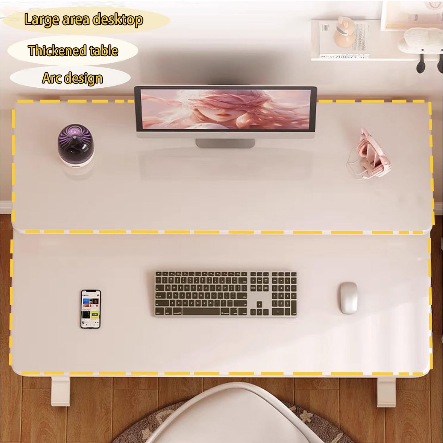 HDOFM 31.5 Inch Rolling Computer Desk for Small Spaces, Monitor Stand & 3-Tier Storage with Lockable Wheels, Easy Assembly for Bedroom, Dorm & Apartment