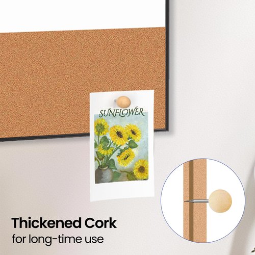 Lumspax Small White Board 16" x 12" for Wall, Portable Black Aluminum Framed Whiteboard with Cork, Combination Modern Dry Erase Board with Handle for Home, Office, School