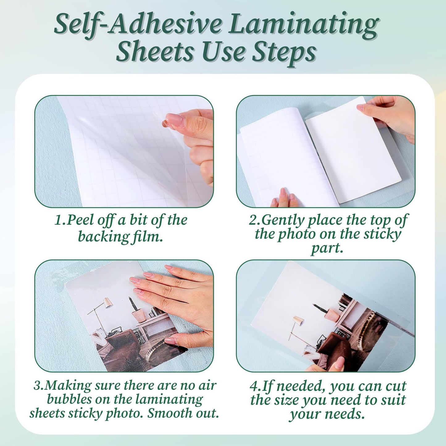 50Pcs Matte Self Adhesive Laminating Sheets for Photos, 9 x 12.2 Inches Self Sealing Laminate Sheets No Machine No Heat Laminating Sheets for Photos and Index Cards