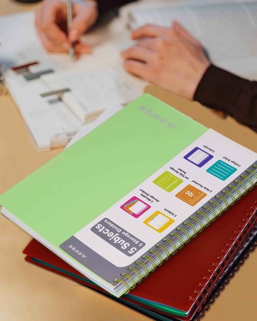 MOWEE Spiral Notebook - 5 Subject Notebook, College Ruled Notebook With Dividers Pocket, Tabs Label (3PackMulti)
