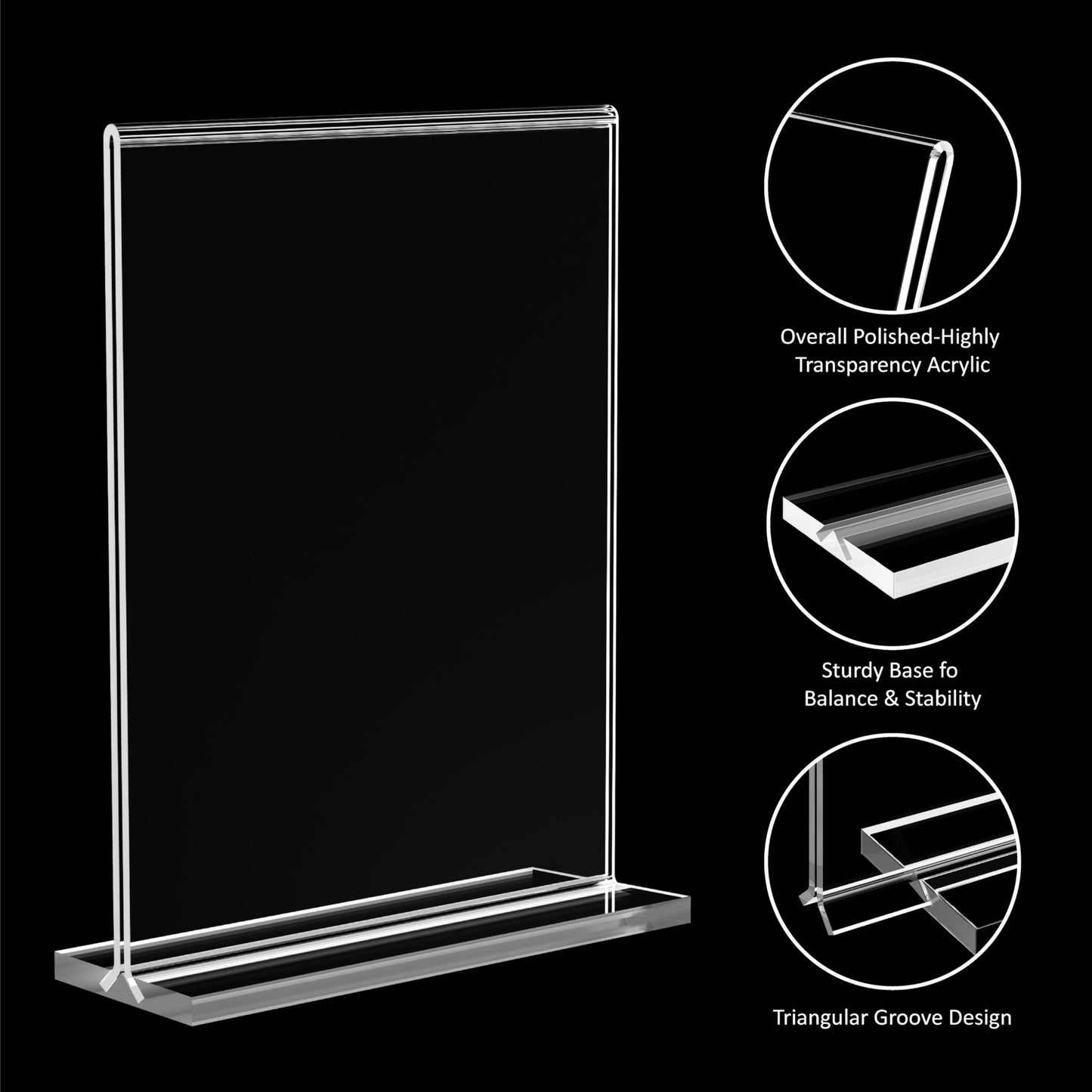 SUNQEBO 12 Pack Acrylic Sign Holder 8.5 x 11, Double Sided Clear Sign Holder Plastic Display Stands, T Shape Acrylic Table Sign Stands Flyer Paper Holder for Office Store Restaurants School Retail