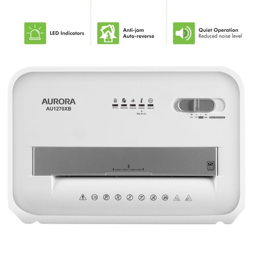 Aurora AU1270XB Professional Grade 12-Sheet Security P-4 Cross-Cut Paper and Credit Card/ 20 Minutes Continuous Run Time Shredder