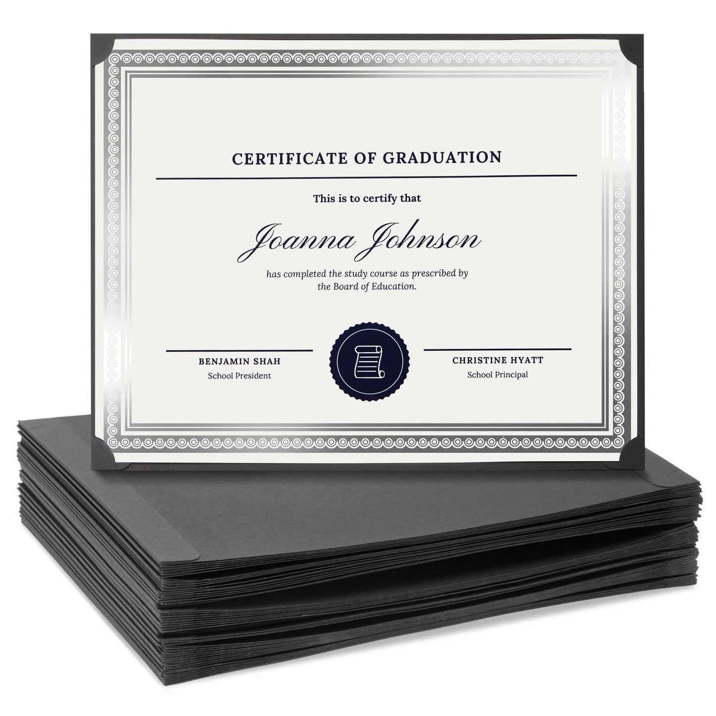 Certificate Holders - 48-Pack, Single-Sided, 8.5" x 11", Black - Bulk Diploma Covers & Certificate Folders for Employee Appreciation & Awards