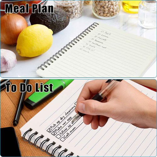Dunzoom 12 Pack Lined Paper Spiral Notebook 5.9 x 8.3 Inches Journal White Notebook A5 160 Pages 80 Gsm Thick Plastic Cover Hardcover Notepad Waterproof Cover for Home Office Business