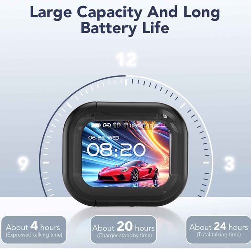 NE20 AI Real Time Translation Earbuds Wireless Bluetooth 6.0 AI Headphones LCD Touch Screen Support 148 Languages Translation Real Time Translator Earbuds Support Playing Music Phone Calls