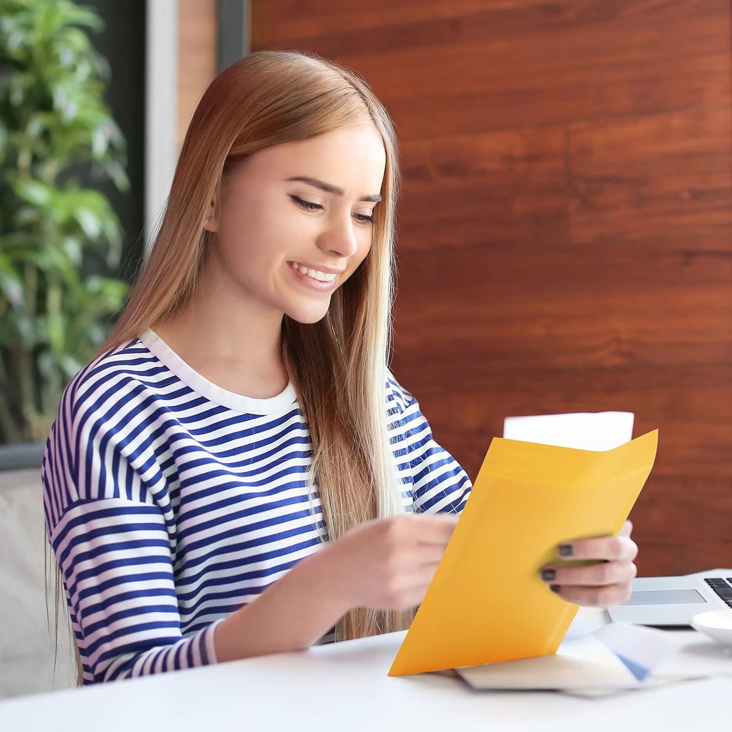 UCGOU Kraft Bubble Mailers - 4x8 Inch Yellow Padded Envelopes | 50 Pack Self-Sealing, Tear-Resistant Shipping Bags