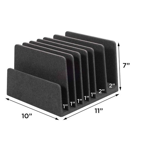 MobileVision Executive Dark Gray Device Organizer for Smartphones, Tablets and Laptops, 7 Slots with Extra Wide Slots for Laptops