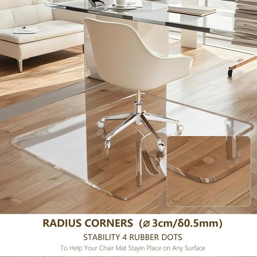 LAMCHMOR Tempered Glass Chair Mat, 36"x46" Beveled Edge Glass Clear Office Chair Mat with Polished Edge&4 Nonslip Pads Glides Smoothly, Suitable for Carpet or Hardwood Floors
