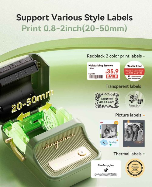 NIIMBOT B21 Pro Label Maker, 300DPI HD Label Printer, Ideal for Notes,Photos, Study Graphics, Memo Maker,50x30mm Label,230Pcs(Pine Green)