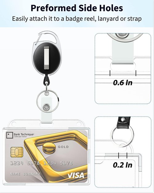 Pawfly 5-Pack Horizontal Badge Holders - Durable Transparent PC Case for IDs & Credit Cards