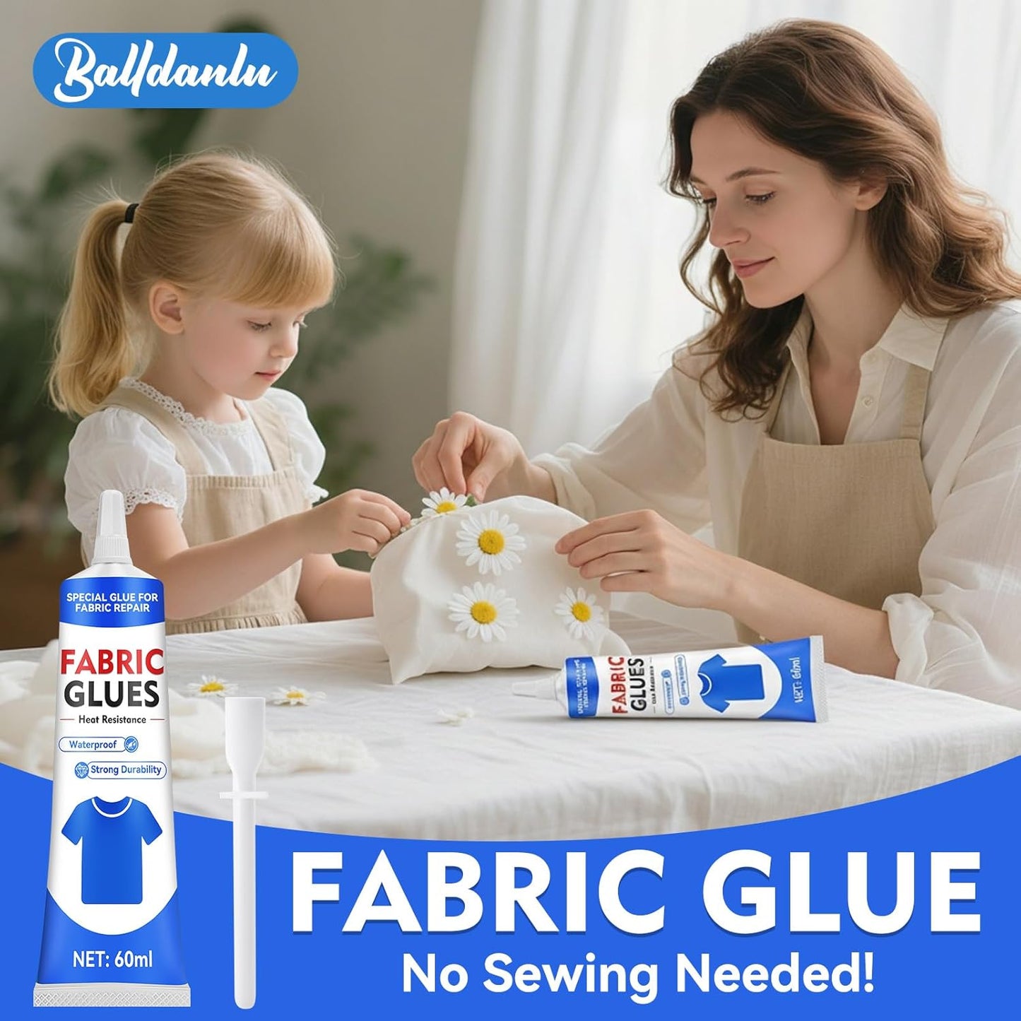 Skiennix Fabric Glue - Permanent 50 ML Washable Clear Adhesive for Clothing, Denim & Textiles