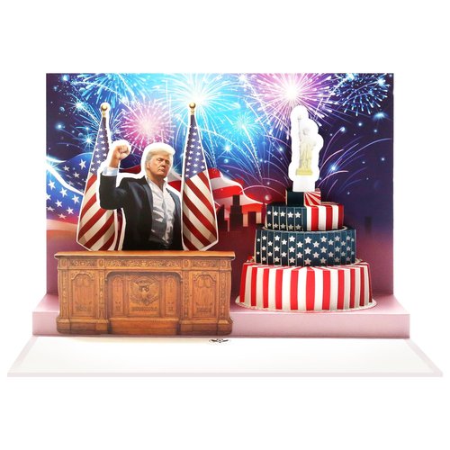 BTEBTAI Birthday Card, Talking Donald President Greeting Cards with Real Voice Message & Light for Men and Women, Parents, Couples
