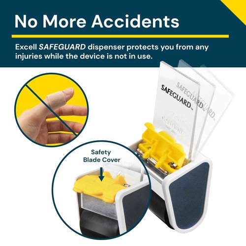 Excell EC-206 Safeguard Packing Tape Dispenser (2" Wide): Retractable Blade Cover for Safety, Push Flap for Smooth Cutting, and one-Hand use. Ideal for Shipping and Carton Sealing.(2Pack)