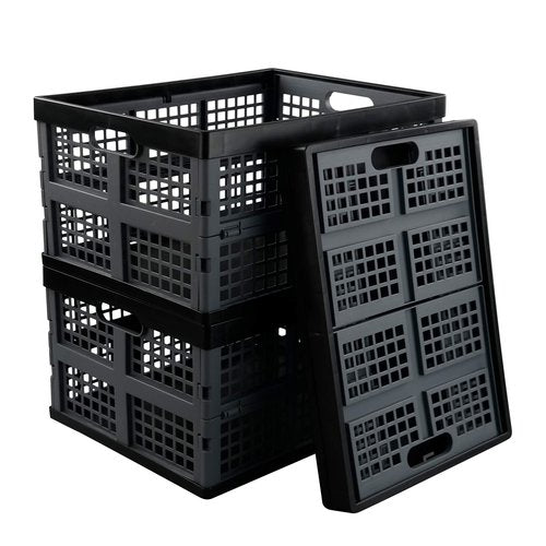 Ortodayes Flat Crate Collapsible, Collapsible Storage Crates Plastic, Set of 3
