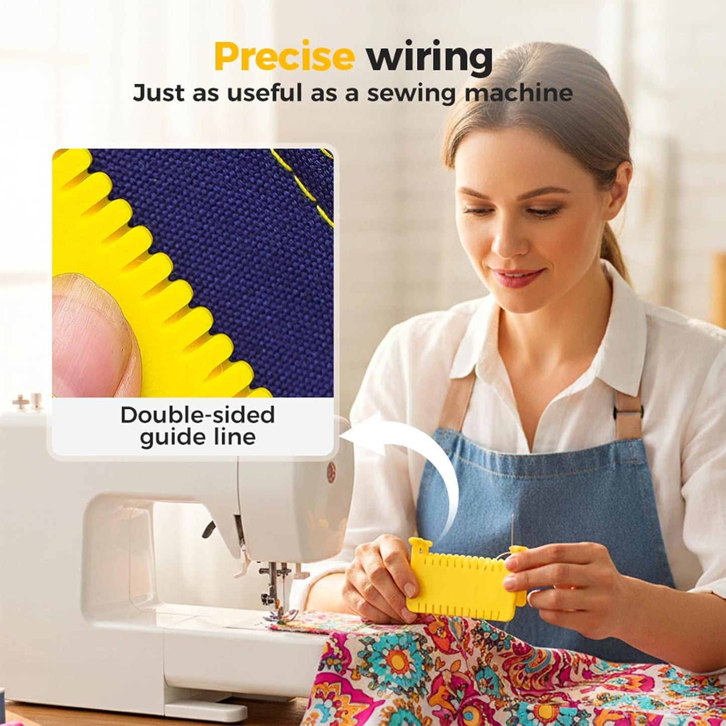 Skiennix Edge Stitch Lock & Sewing Gauge Set - 3 Pcs Clip-On Ruler for Even Stitching (2/3/4mm)