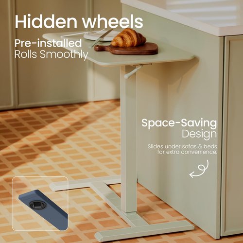 TopJob ANYDESK NEST Mobile Standing Desk, Portable with Hidden Wheels Non Folding, Small Sit Stand Desk, Computer Workstations, Home Use, Couch Side Table, Bedside Table, Kitchen Prep Table, Cordless