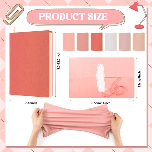 Watersay 6 Pack Stretchable Book Covers 9 x 11 Inch Jumbo Book Covers Washable Reusable Aesthetic Protector Fabric for Hardcover Textbooks School Supplies(Pink Gradient)