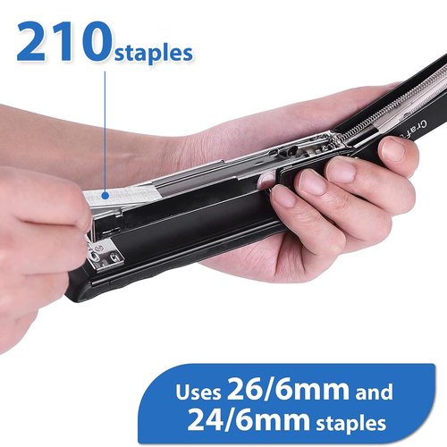Craftinova Metal Desktop Stapler - 25 Sheet Capacity, Heavy Duty, Black, with 2000 Staples & Remover, Office Use, 6 Pack