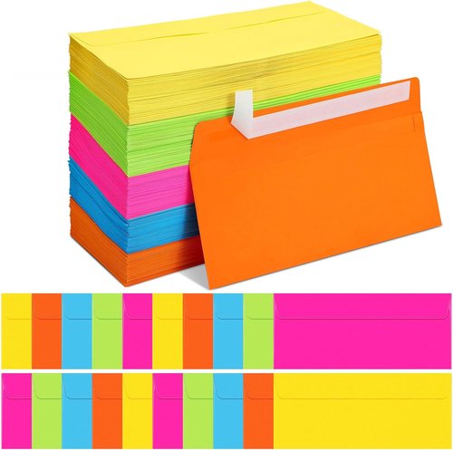 Neon #10 Colored Envelopes by [Brand Name] - 500 Pcs Letter Size Business Envelopes for Office Use | 4-1/8 x 9-1/2''