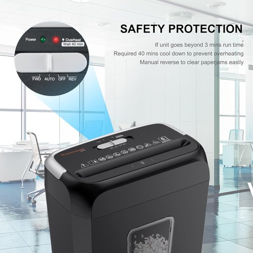Bonsaii Paper Shredder - 6-Sheet Crosscut Shredder with 3.4 Gal Wastebasket for Home Office | Handles Documents, Mail, Staples, Clips
