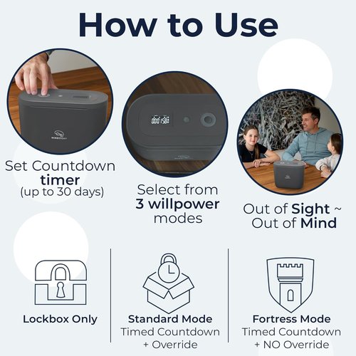 Mindsight Timed Lock Box Plus - Fits Small Tablets & Phones | Reduces Screen Time & Builds Healthy Habits