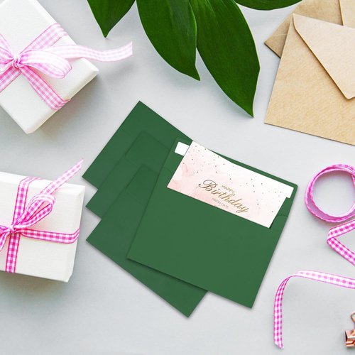 Skiennix A7 Green Envelopes - 50 Pack Self-Seal 5x7 Inch for Weddings, Invitations & Photos