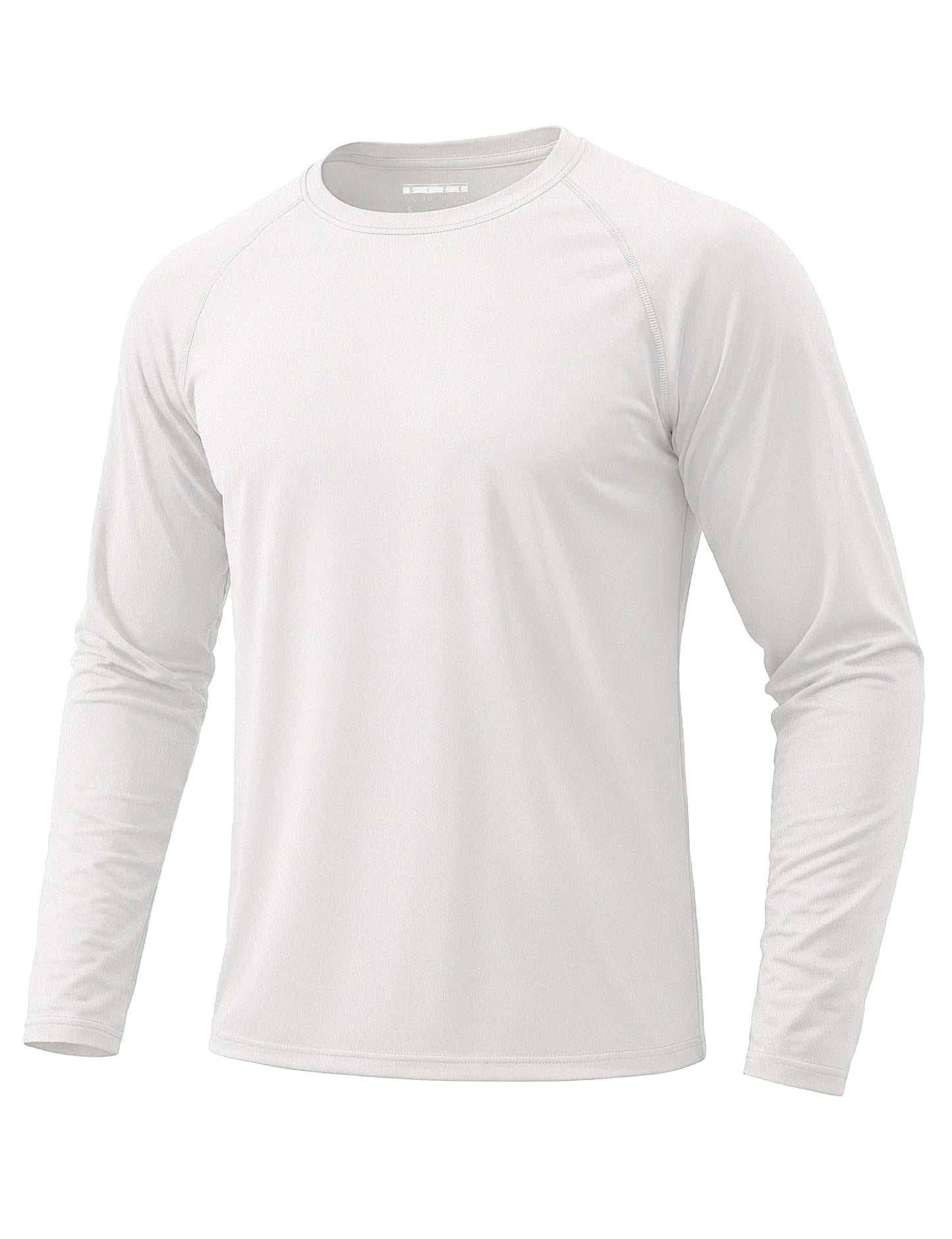 KEFITEVD Mens Sun Shirts UV Protection Long Sleeve Quick Dry Swim Shirts SPF UPF 50+ Rash Guard Running Fishing T-Shirts White