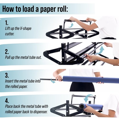 Adir Paper Roll Holder – Craft & Butcher Paper Rack Dispenser Stand and Cutter – Holds up to Eight 36-inch Paper Rolls – Durable and Sturdy Great for Classrooms & Art Paper (Paper Rolls Not Included)