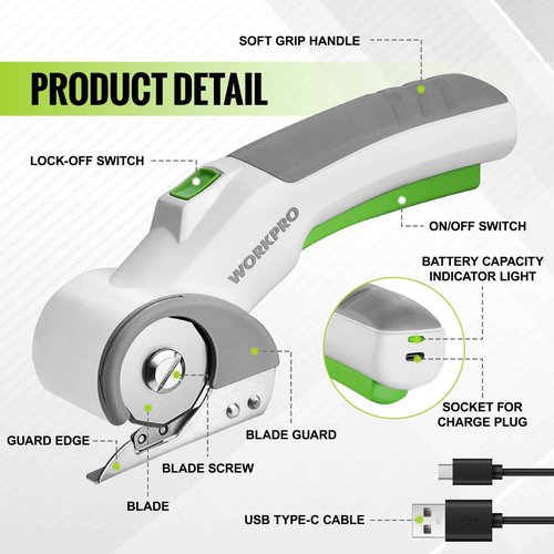 WORKPRO Cordless Electric Scissors with 2 Blades & WORKPRO Cordless Electric Scissors