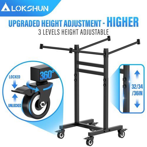 Lokshun Folding Chair Rack,Chair Cart with 14 Chairs Capacity,Sturdy Metal Chairs Storage Rack,Space-Saving Dolly with 4 Lockable Wheels & Strap,Large Storage Holder for Party,Office,Home