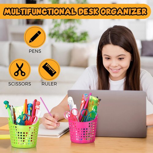 Jexine 32 Pcs Pencil Cup Bulk Pencil Basket Cute Pen Holder Organizer Stationery Caddy Different Pen Cup for Office School Home Supplies, 4 Colors
