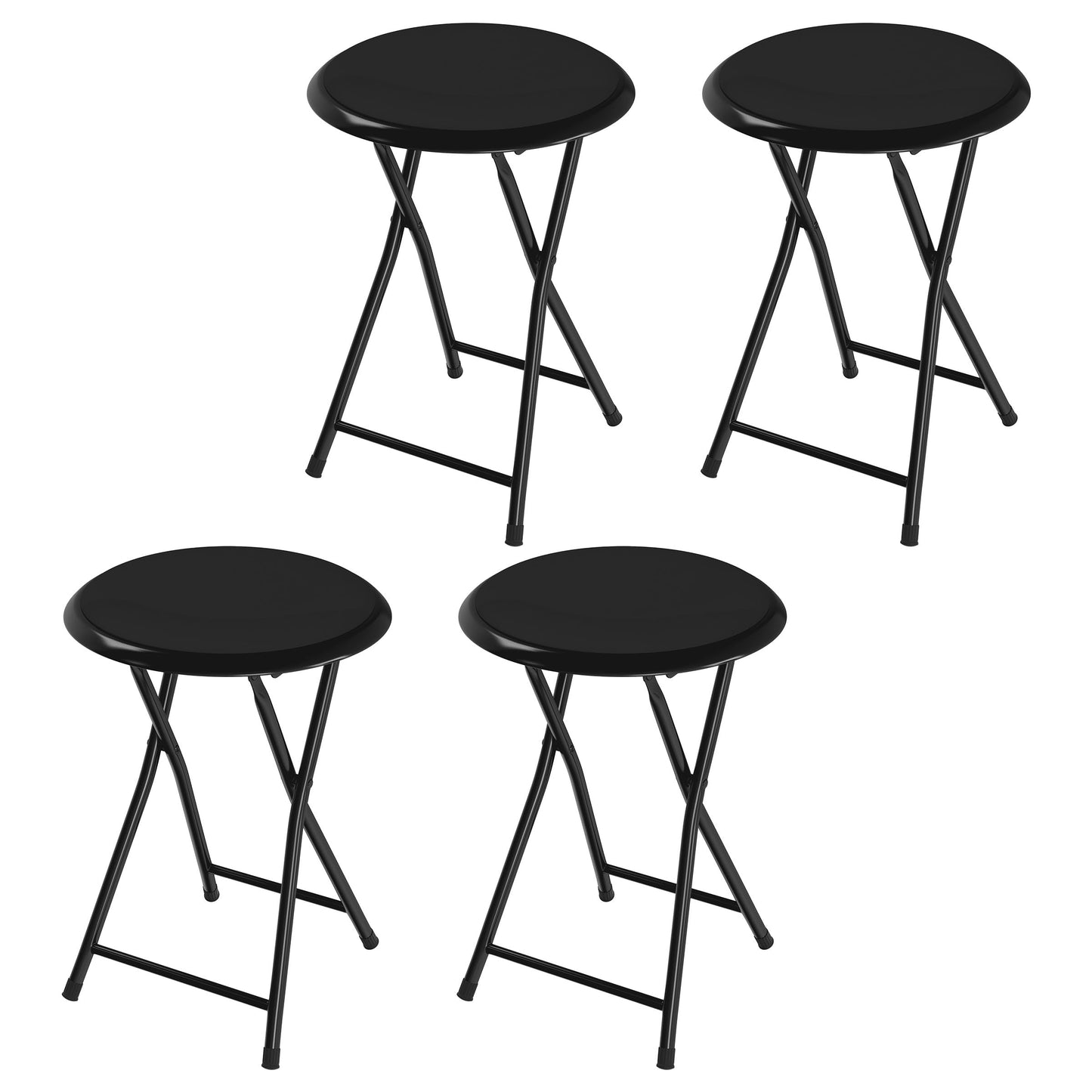 Lavish Home Folding Bar Stool - Set of 4 Heavy-Duty 18-Inch Stool - 225lb Capacity and Padded Seats for Dorm, Recreation or Game Room (Black)