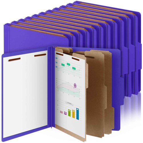 Skyygemm 36 Pcs Classification Folders Letter Size, 3 Divider Pressboard File Folder with Fasteners, Expanding File Organizer Bulk for Teachers, Clergy, Office, Church, Christmas Donations (Purple)