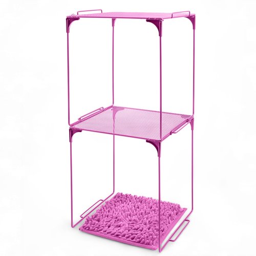 Ninehaoou 3 Pack School Locker Organizer and Decorating Kit, Collapsible and Metal Mesh Build, Locker Organizer Shelf and Rugs for Classroom School (Hot Pink)