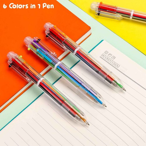 180 Pack 0.5mm 6-in-1 Multicolor Ballpoint Pen 6-Color Retractable Ballpoint Pens Easter Basket Stuffers End of School Year Gifts Kid Students Son Daughter Classroom Birthday Party Favors Supplies