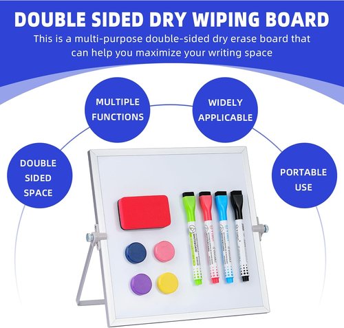 MXG Magnetic Dry Erase Board - 10x10 Inch Portable Whiteboard with Stand & Accessories | 360 Rotatable Design